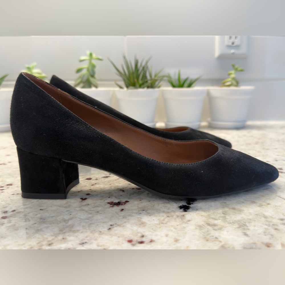 Aquatalia Black Suede Block Heel Pumps | Size 6 | Made in Italy